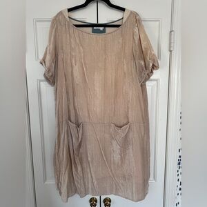 Floreat Blush Beige Short Sleeve Shift Dress